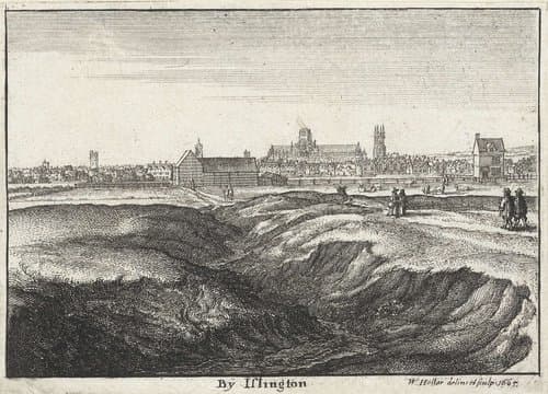 Gezicht op Islington (Londen) met greppel by Wenceslaus Hollar