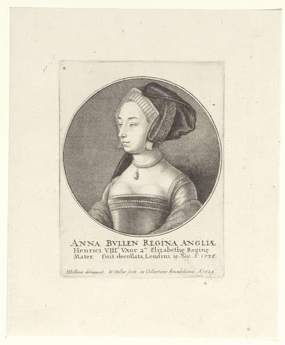 Portret van Anna Boleyn, koningin van Engeland by Wenceslaus Hollar