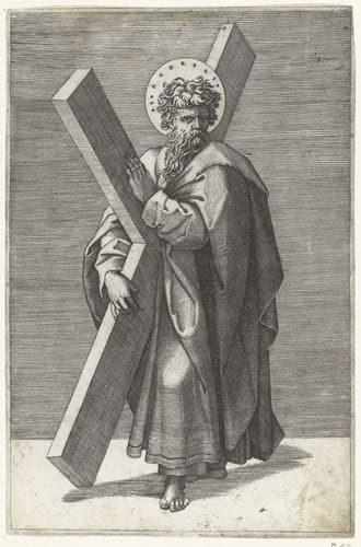 Christus en de Apostelen by Marcantonio Raimondi