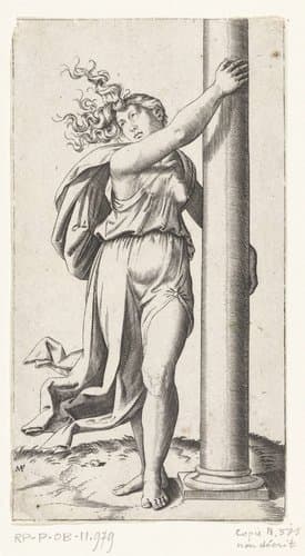 Vrouw met zuil als personificatie van Kracht (Fortitudo) by anonymous