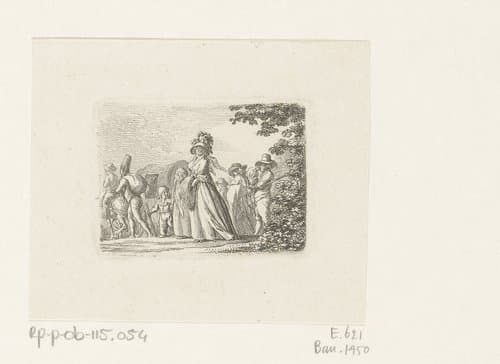 Landschap met Belgische emigranten by Daniel Nikolaus Chodowiecki