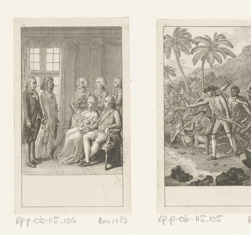 James Cook op audiëntie bij George III by Daniel Nikolaus Chodowiecki