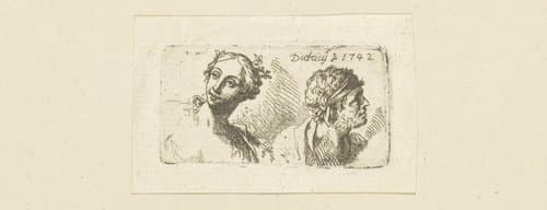 Twee omhoogkijkende koppen by Christian Wilhelm Ernst Dietrich