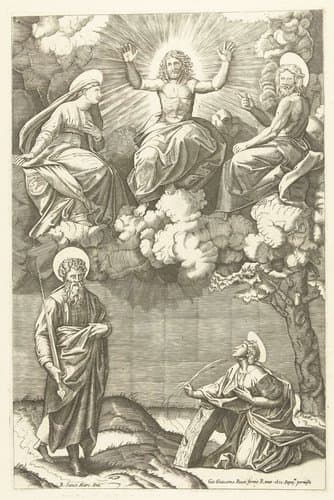 Christus en Maria en Johannes de Doper met heiligen Paulus en Catharina van Alexandrië by anonymous