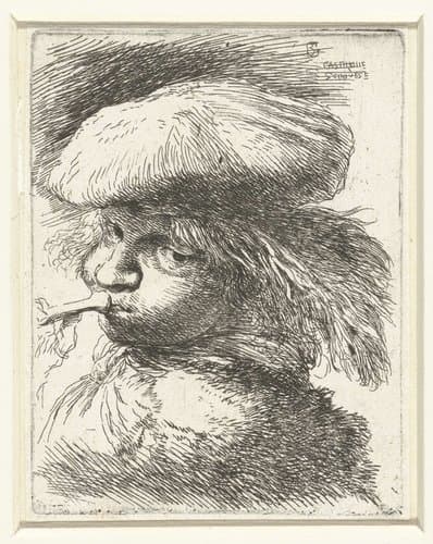 Kleine studie van hoofden met oosterse hoofddeksels by Giovanni Benedetto Castiglione