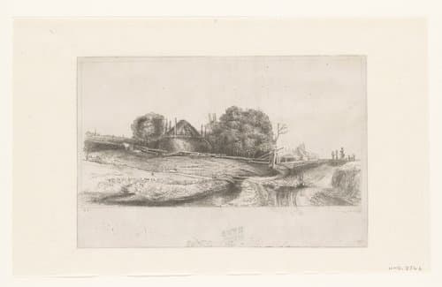 Cottages and a hay barn on the Diemerdijk with a flock of sheep