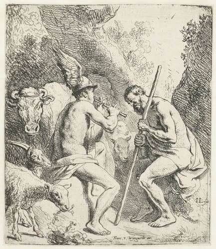 Mercurius brengt Argus met zijn fluitspel in slaap by Jan Lievens