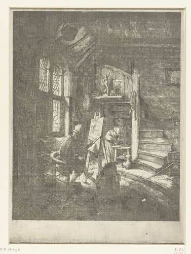 Schilder in zijn atelier by Adriaen van Ostade