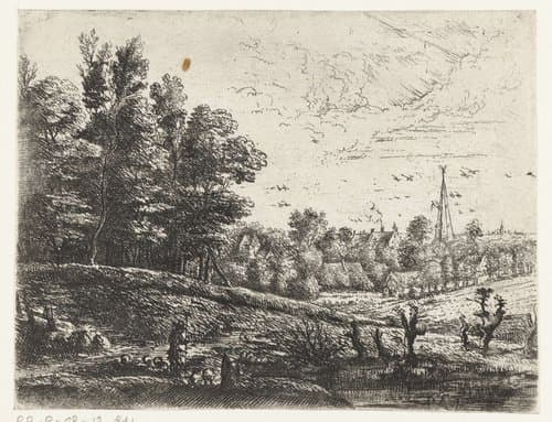 Landschap met een herder by Philips Augustijn Immenraet