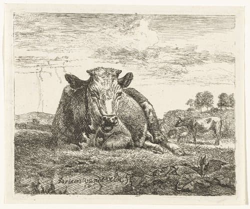 Liggende koe by Adriaen van de Velde