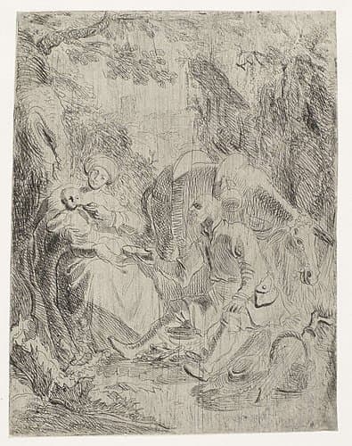 Rust op de vlucht naar Egypte by Rembrandt van Rijn