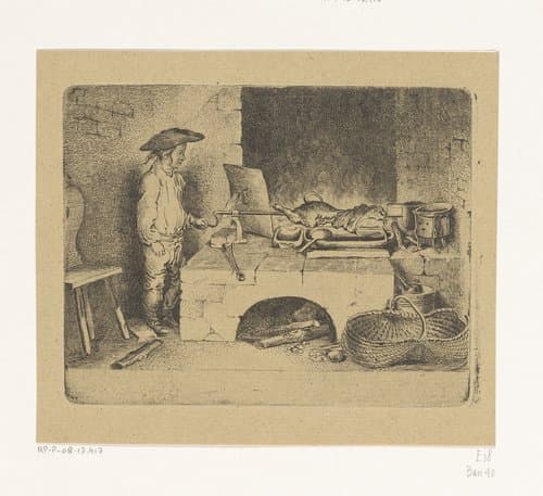Jongen bij het spit by Daniel Nikolaus Chodowiecki