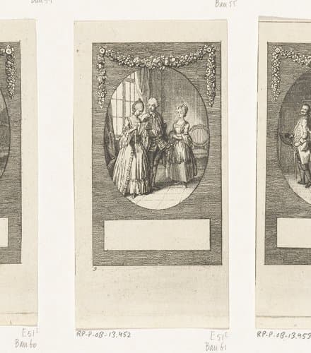 Major Tellheim laat Minna von Barnhelm de brief van de koning lezen by Daniel Nikolaus Chodowiecki