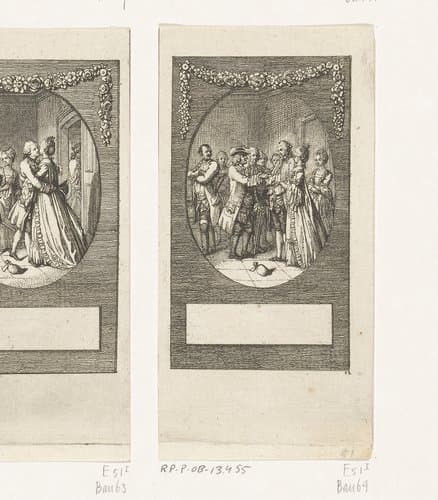 Major von Tellheim en Graf von Bruchsall sluiten vriendschap by Daniel Nikolaus Chodowiecki