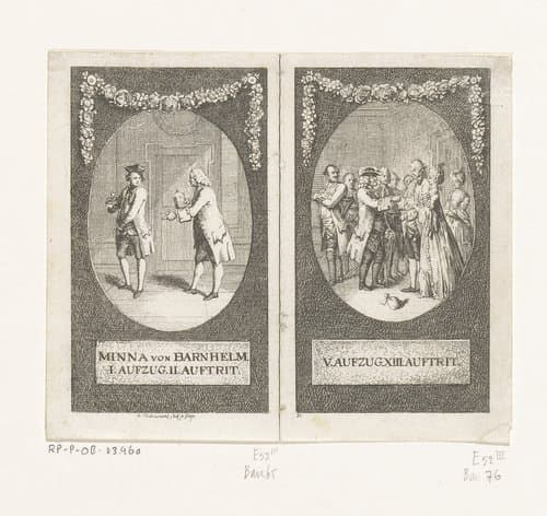 Twee scènes uit Minna von Barnhelm by Daniel Nikolaus Chodowiecki