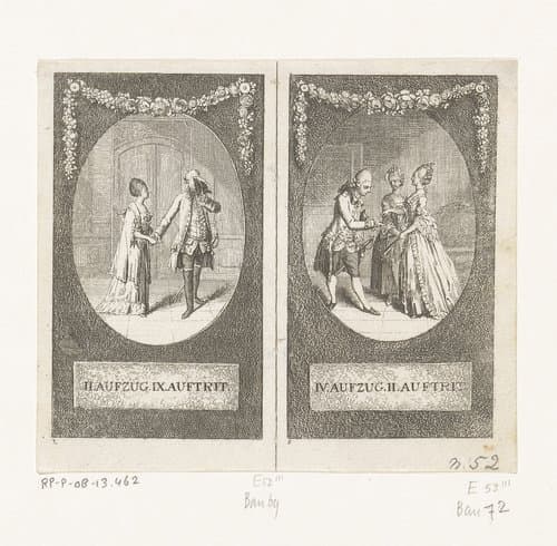 Twee scènes uit Minna von Barnhelm by Daniel Nikolaus Chodowiecki
