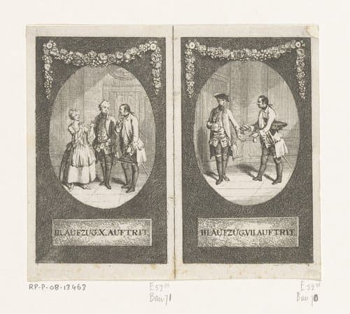 Twee scènes uit Minna von Barnhelm by Daniel Nikolaus Chodowiecki