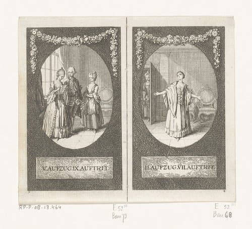 Twee scènes uit Minna von Barnhelm by Daniel Nikolaus Chodowiecki