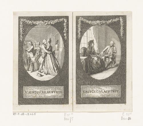 Twee scènes uit Minna von Barnhelm by Daniel Nikolaus Chodowiecki