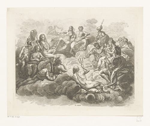 Verzameling der goden op de Olympus by Daniel Nikolaus Chodowiecki