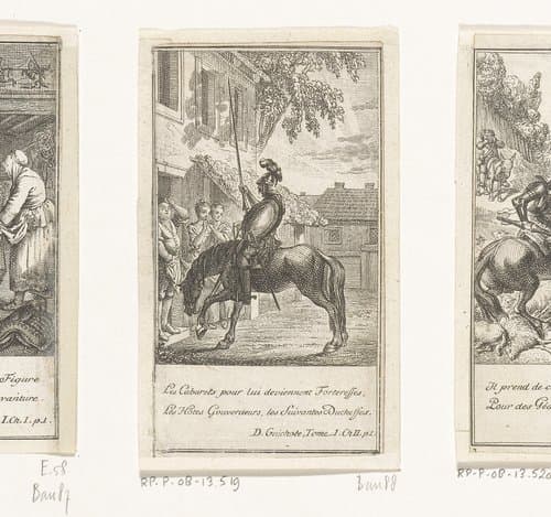Don Quichot voor de herberg by Daniel Nikolaus Chodowiecki