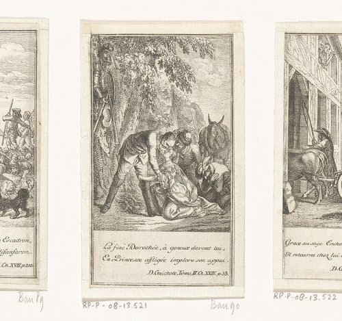 Dorothée smeekt Don Quichot om hulp by Daniel Nikolaus Chodowiecki