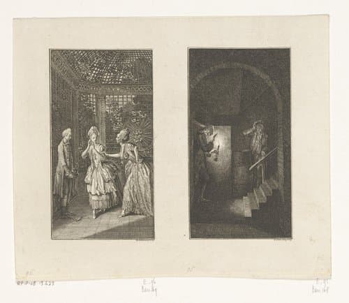 Twee scènes uit Sebaldus Nothanker by Daniel Nikolaus Chodowiecki