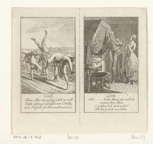Twee scènes uit Gellert's Fabelen by Daniel Nikolaus Chodowiecki