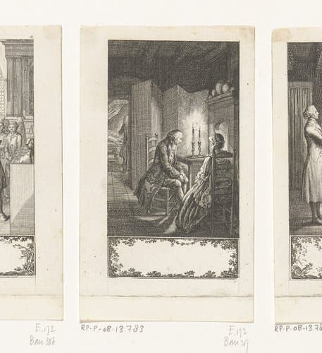 Pastor Gros wachtend voor de haard by Daniel Nikolaus Chodowiecki