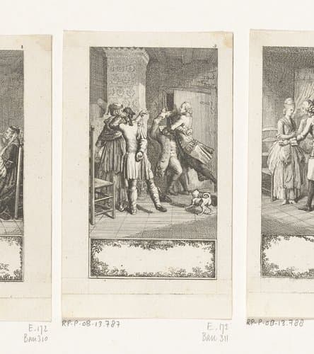 Pastor Gros in gevecht met de man van Marjorin by Daniel Nikolaus Chodowiecki
