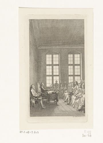 Johann Bernhard Basedow houdt een lezing in het Philanthropinum te Dessau by Daniel Nikolaus Chodowiecki