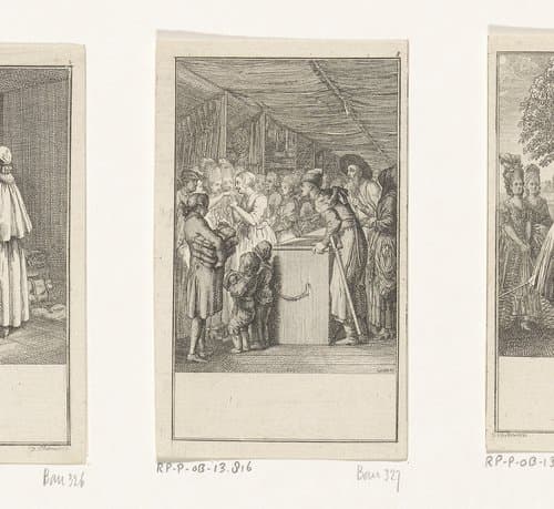 Sophie zamelt geld in voor de vluchtelingen by Daniel Nikolaus Chodowiecki