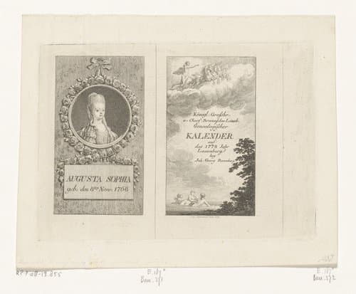 Portret van Augusta Sophia en Apollo in de zonnewagen by Daniel Nikolaus Chodowiecki
