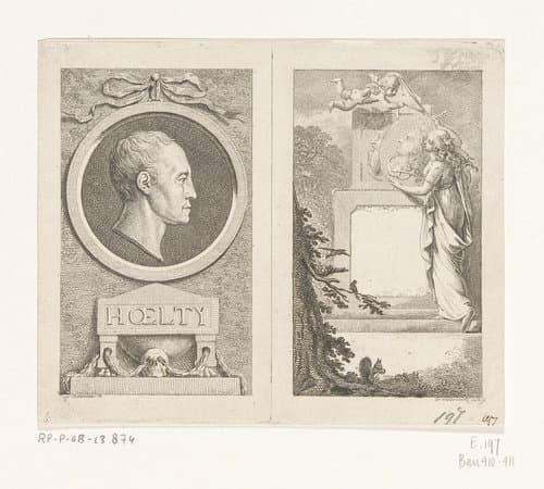 Portret van Ludwig Hölty en de muze van de dichtkunst by Daniel Nikolaus Chodowiecki