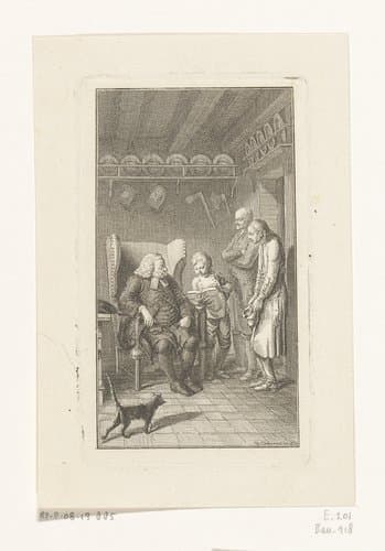 Predikant Stollbein bij de familie Stilling by Daniel Nikolaus Chodowiecki