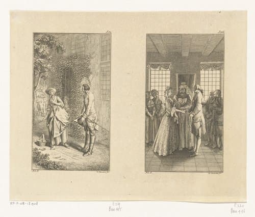 Twee scènes uit Leben, Bemerkungen und Meinungen Johann Bunkels by Daniel Nikolaus Chodowiecki