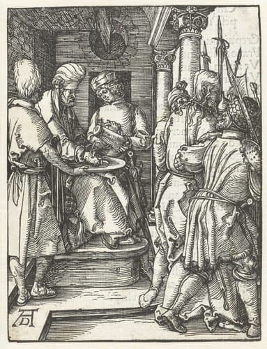 Pilatus wast zijn handen in onschuld by Albrecht Dürer