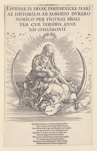 Titelblad voor prentserie Leven van Maria by Albrecht Dürer