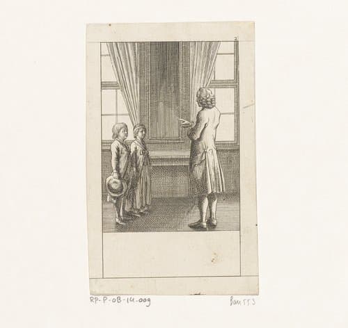 Twee kinderen krijgen les by Daniel Nikolaus Chodowiecki