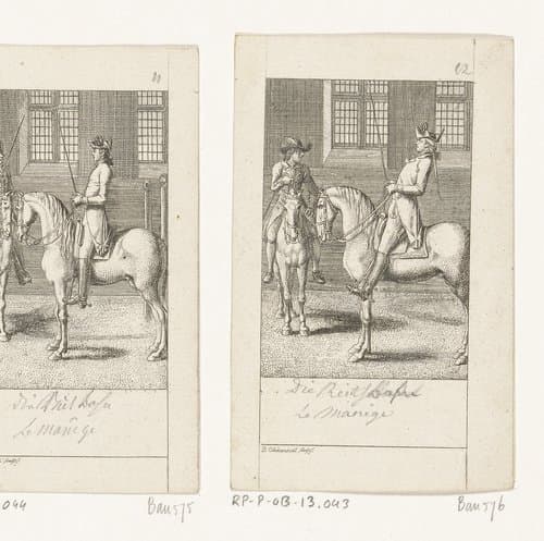 Twee ruiters in een rijschool by Daniel Nikolaus Chodowiecki