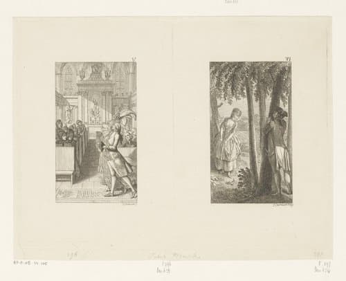 Peter Marks met zijn vijfde en zesde vrouw by Daniel Nikolaus Chodowiecki