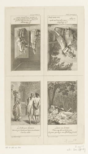 Vier scènes uit Lessing's Fabeln und Erzählungen by Daniel Nikolaus Chodowiecki