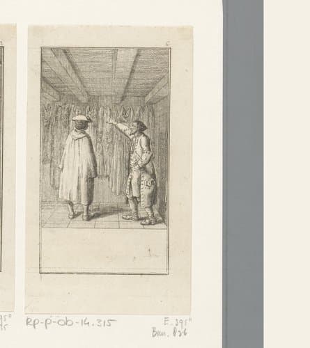 Abraham en de zadelmaker in de winkel by Daniel Nikolaus Chodowiecki