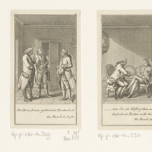 Drie gasten van Reinhard in gesprek by Daniel Nikolaus Chodowiecki