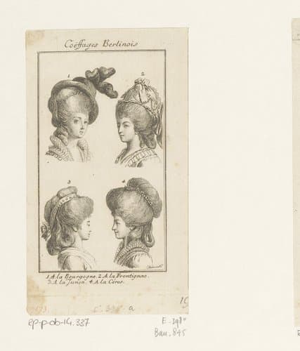 Kapsels en hoofddeksels voor dames by Daniel Nikolaus Chodowiecki