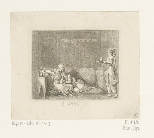 Oriëntaalse man en vrouw op een divan by Daniel Nikolaus Chodowiecki