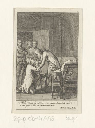Lord Bomston op zijn knieën voor St. Preux by Daniel Nikolaus Chodowiecki