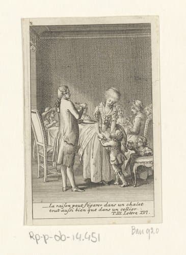 Julie en St. Preux bij het diner by Daniel Nikolaus Chodowiecki