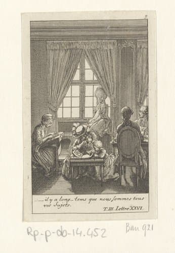 Rustige middag bij het echtpaar Wolmar by Daniel Nikolaus Chodowiecki