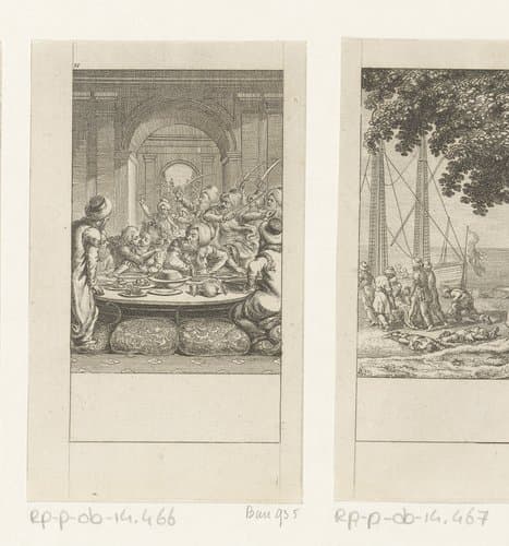 Huon de Bordeaux kust Claramond driemaal in bijzijn van haar verloofde by Daniel Nikolaus Chodowiecki